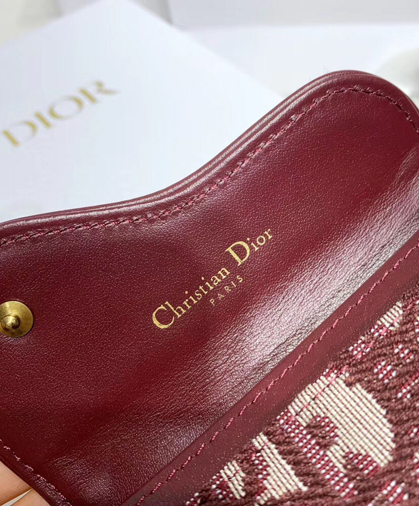 Christian Dior Oblique Saddle Canvas Wallet Red